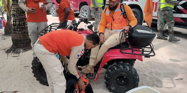 Defensa Civil y unidad canina