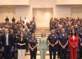 Autoridades del Ministerio de la Mujer y la Policía Nacional durante el panel de diálogo “Voces que aportan soluciones desde la población masculina”,
